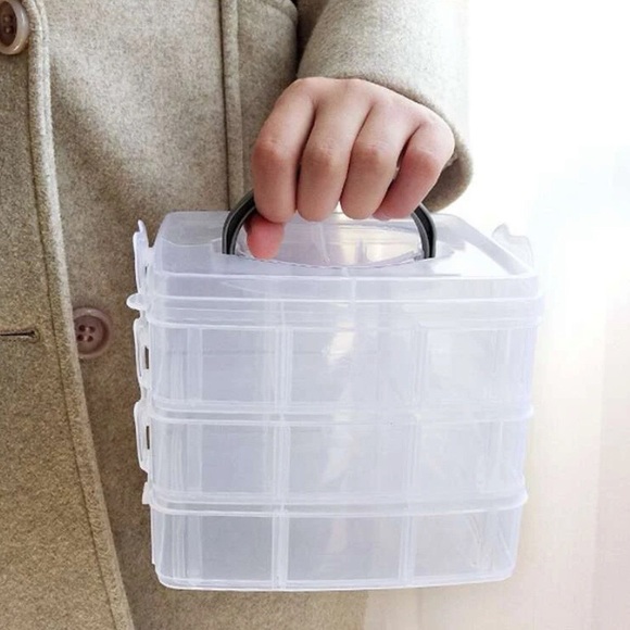 NWT 2 Transparent Clear 18 Grid 3 Layer Stackable Storage Carrying Containers - Picture 2 of 13